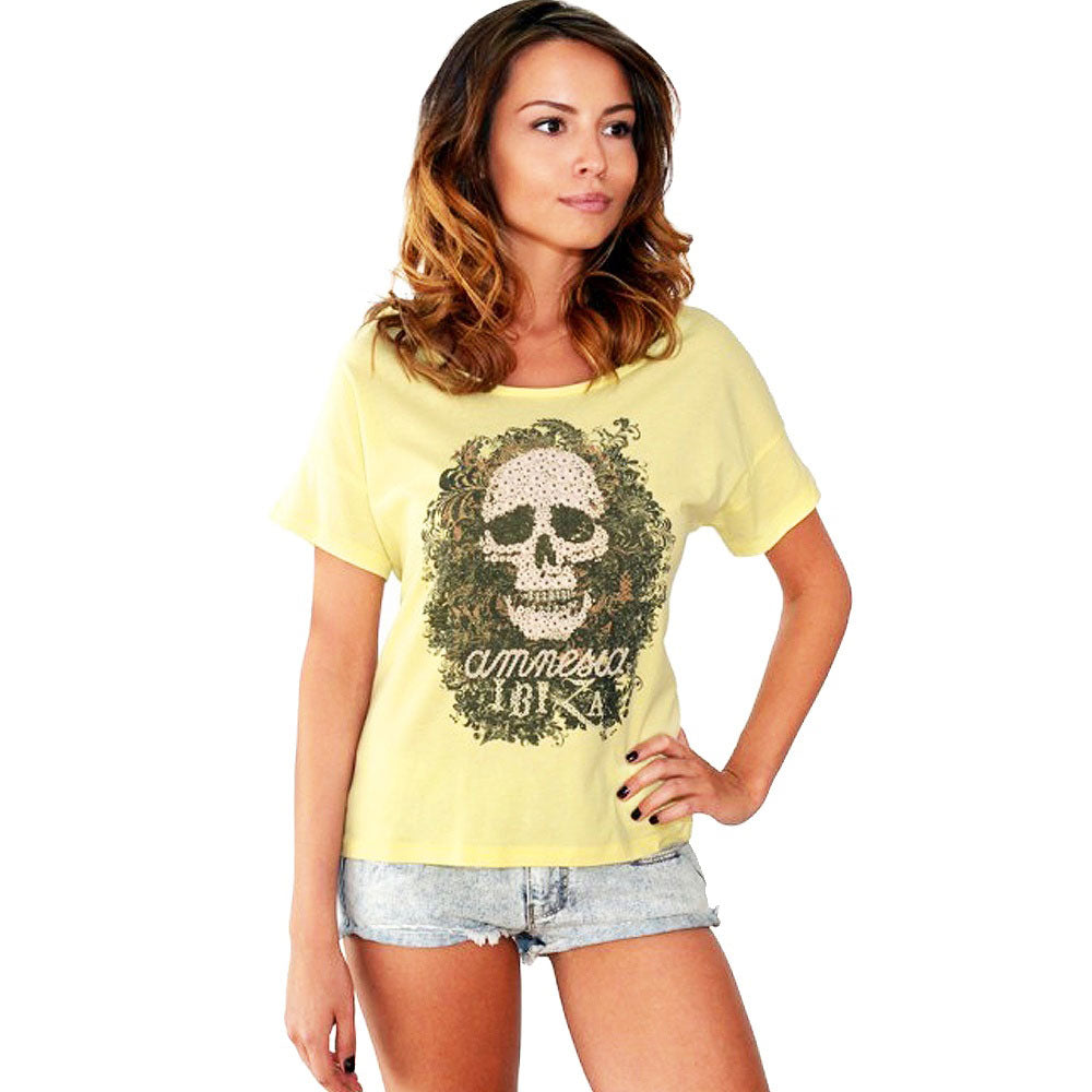 Amnesia Ibiza Calavera Camiseta extragrande Mujer