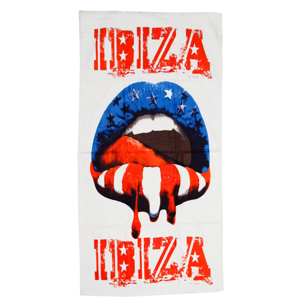 Love Ibiza Kiss Lips Beach Towel