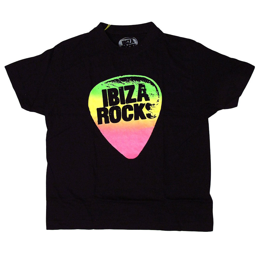 Ibiza Rocks Rainbow Plectrum Kids Black T-Shirt