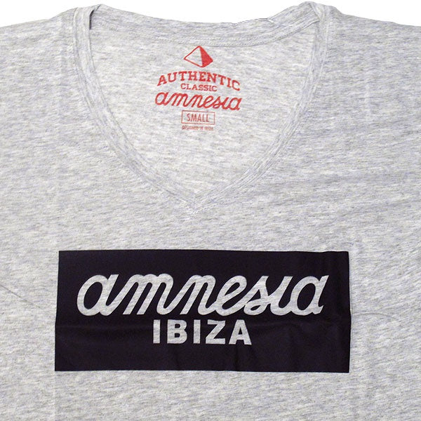 Amnesia Ibiza Camiseta Mujer con Logo de efecto cuero