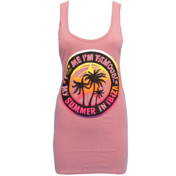 David Guetta F Me I'm Famous Ibiza Palms Women's Pink Vest