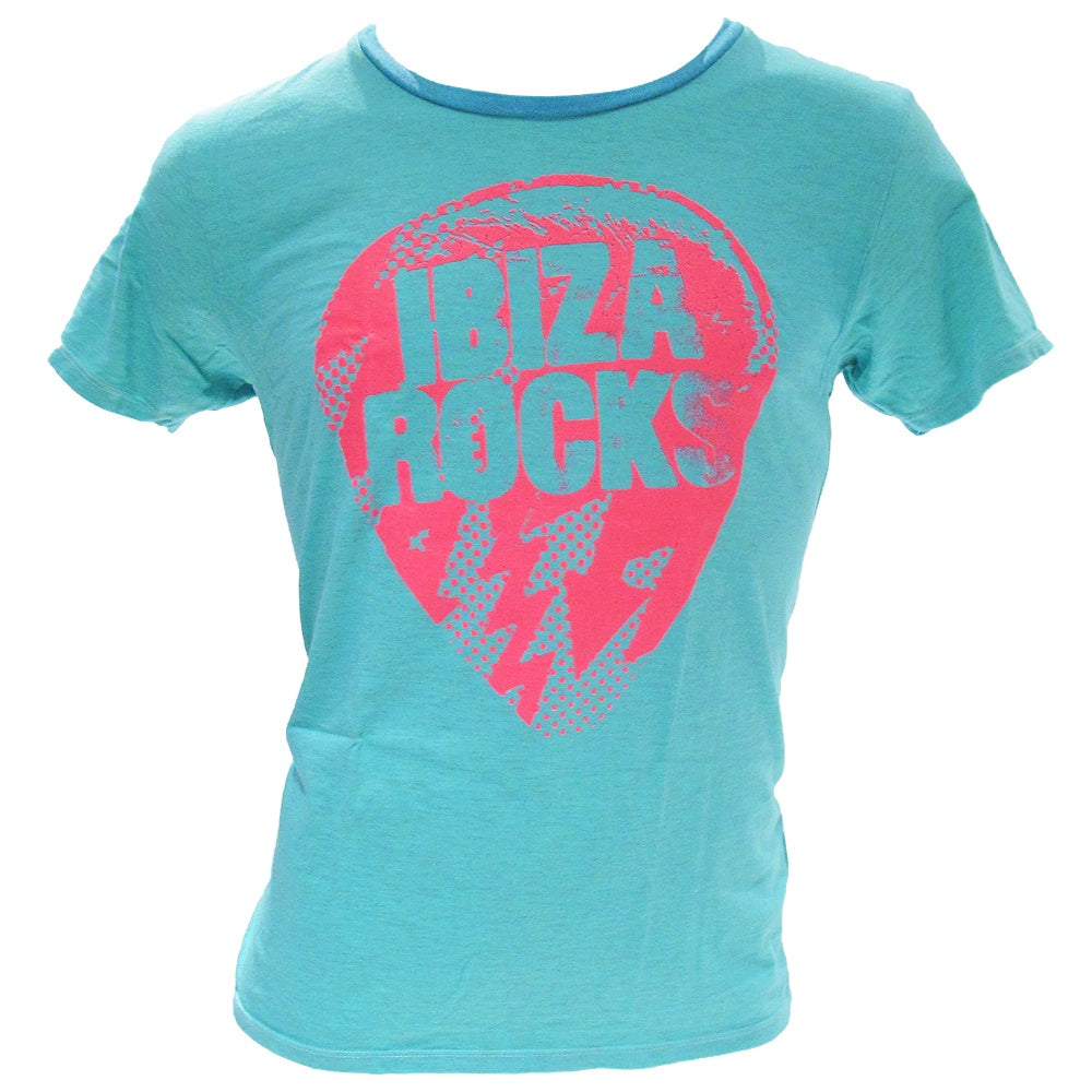 Ibiza Rocks Camiseta Hombre de Tejido Flameado con Plectro Logo