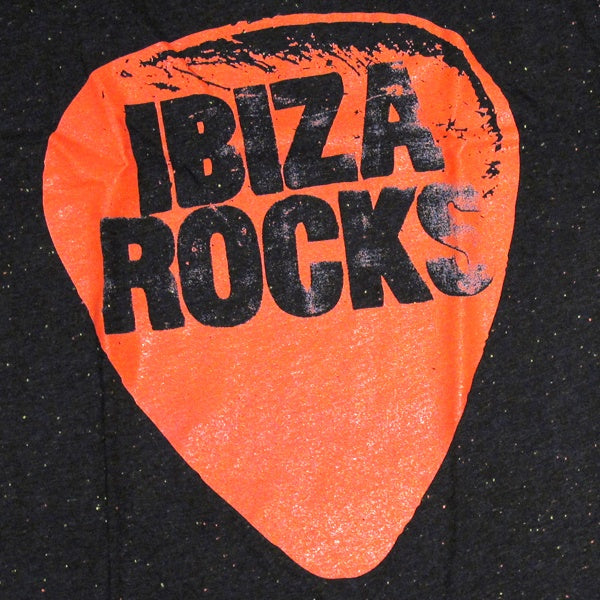 Ibiza Rocks Camiseta Hombre de Tejido Flameado con Plectro Logo