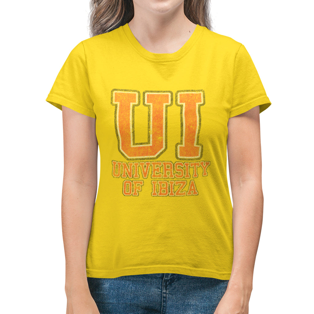 University of Ibiza Camiseta Mujer con Logo Colegial