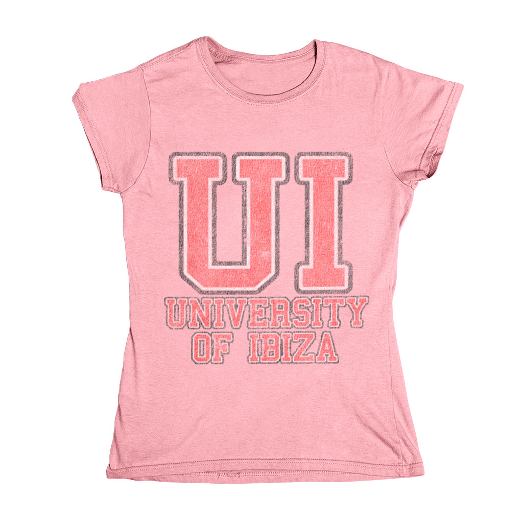 University of Ibiza Camiseta Mujer con Logo Colegial