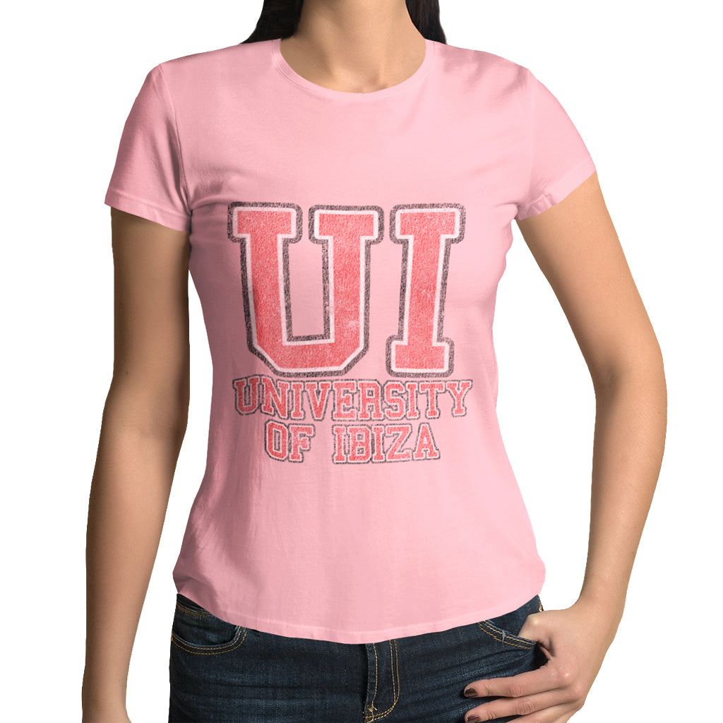 University of Ibiza Camiseta Mujer con Logo Colegial