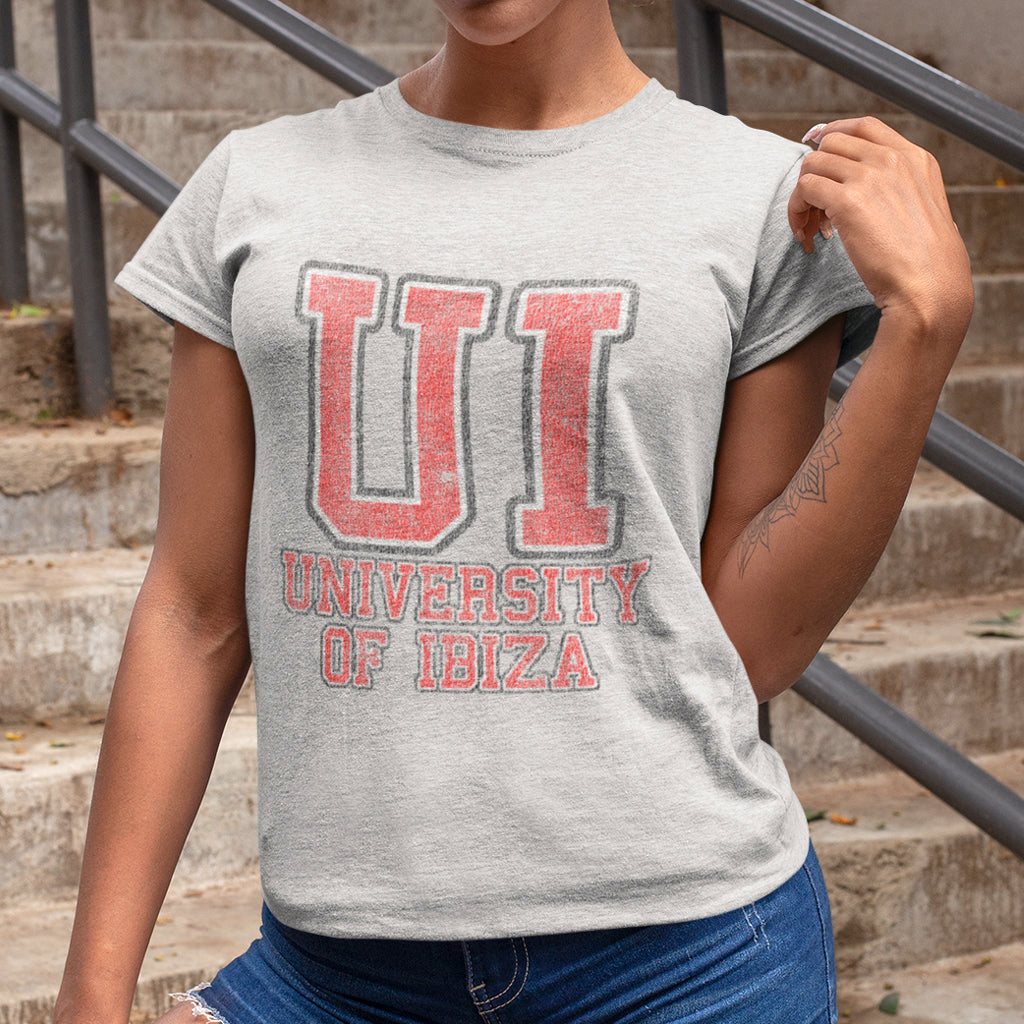 University of Ibiza Camiseta Mujer con Logo Colegial