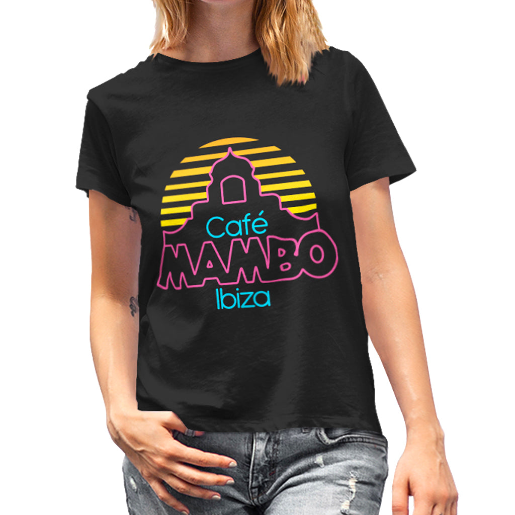 Cafe Mambo Ibiza Logo Women's Black T-shirt NEW