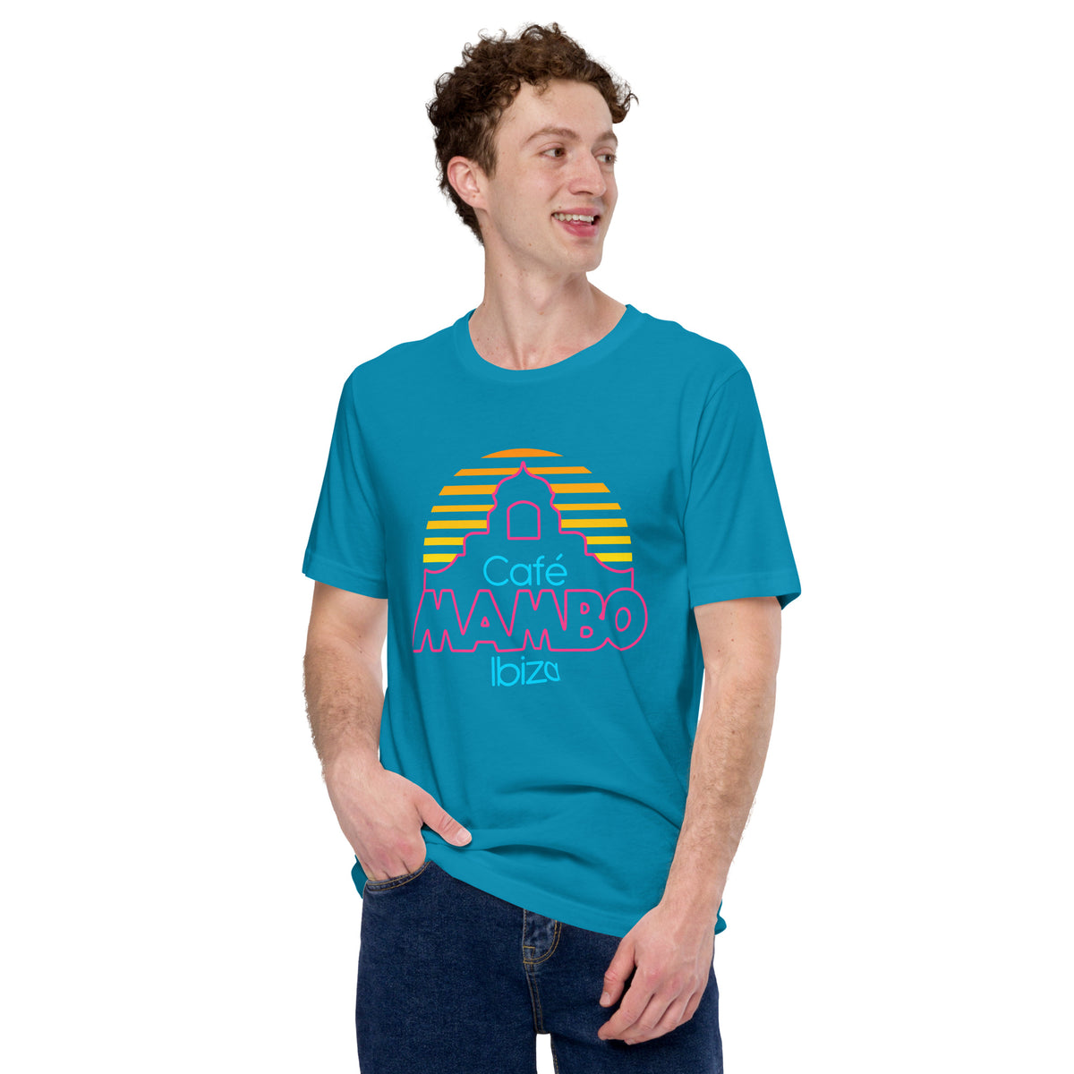Cafe Mambo Ibiza Logo Men&#39;s Turquoise T-shirt