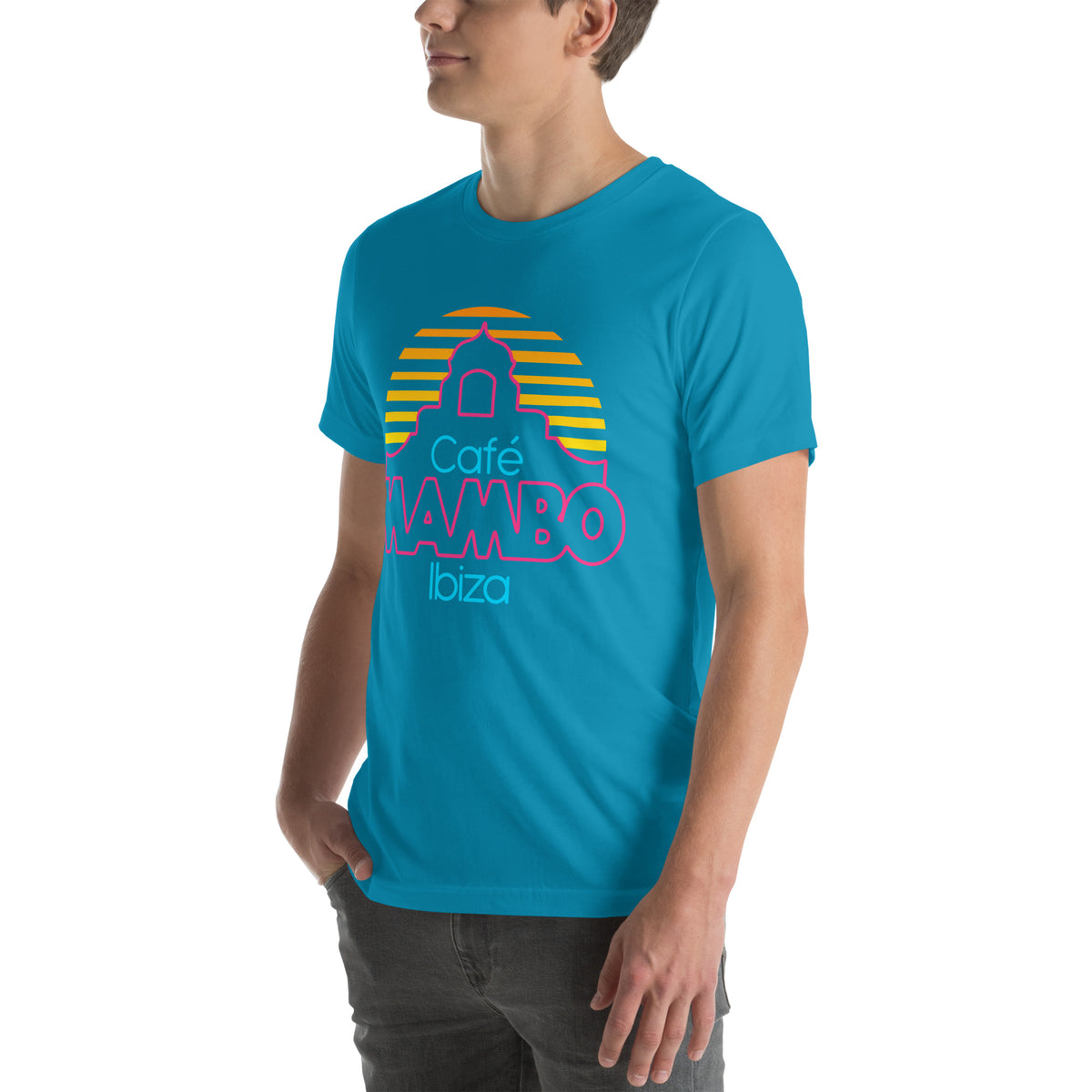 Cafe Mambo Ibiza Logo Men&#39;s Turquoise T-shirt