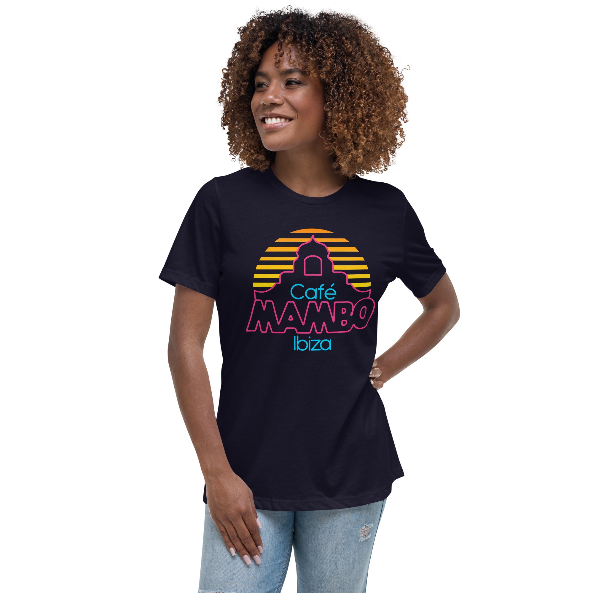 Cafe Mambo Ibiza Logo Women's Black T-shirt NEW