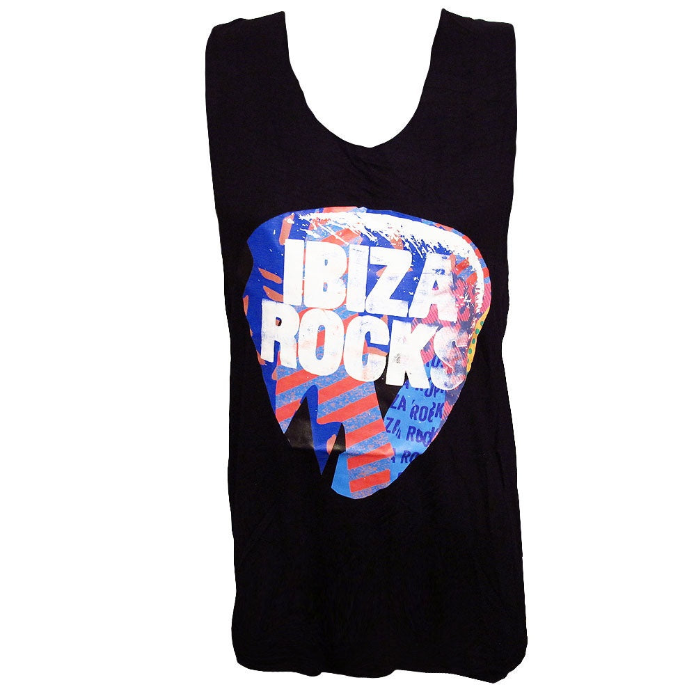 Ibiza Rocks Men&#39;s Black Longline Muscle Vest