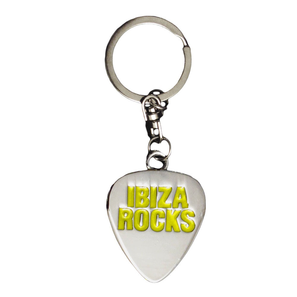 Ibiza Rocks Plectrum Gloss Metal Keyring