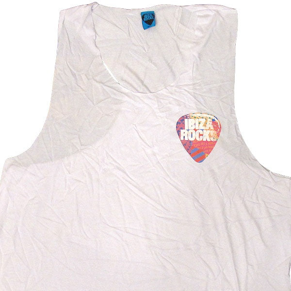 Ibiza Rocks Men&#39;s White Longline Muscle Vest
