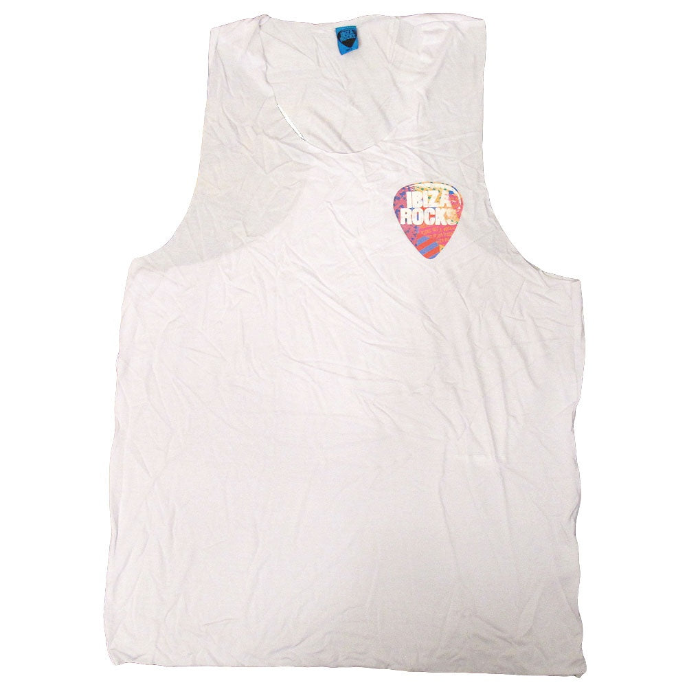 Ibiza Rocks Men's White Longline Muscle Vest