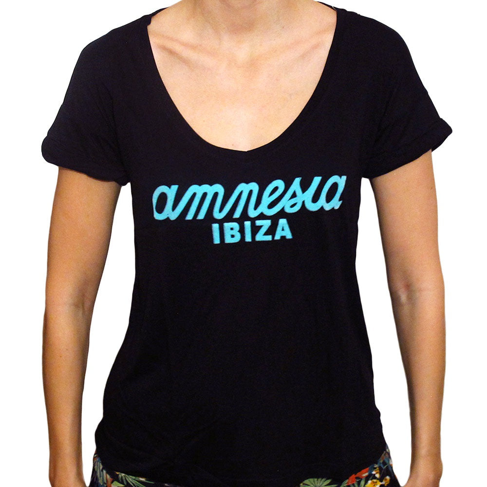 Amnesia Ibiza Classic Logo Women's Black T-Shirt