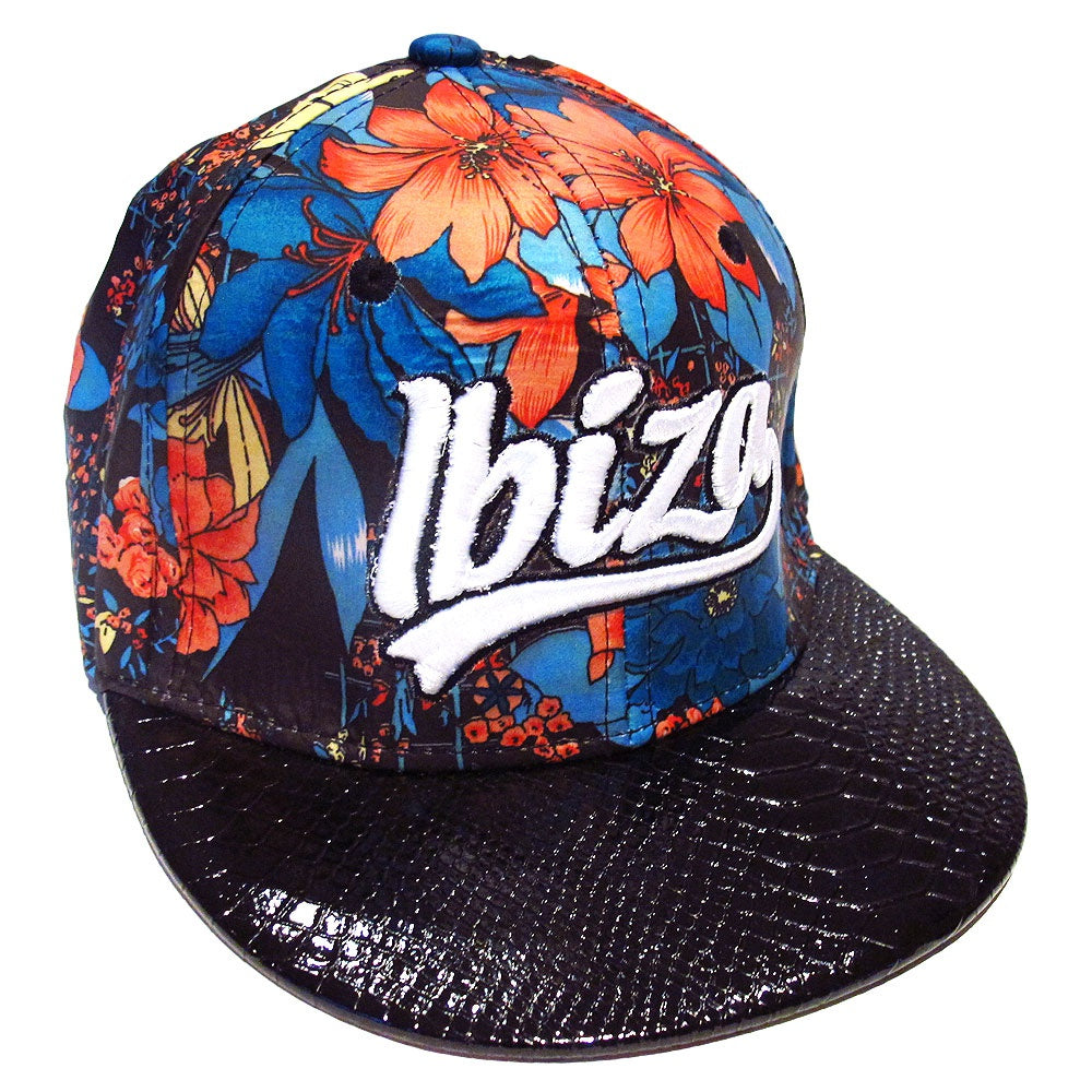 Ibiza Red Flowers Snapback Cap