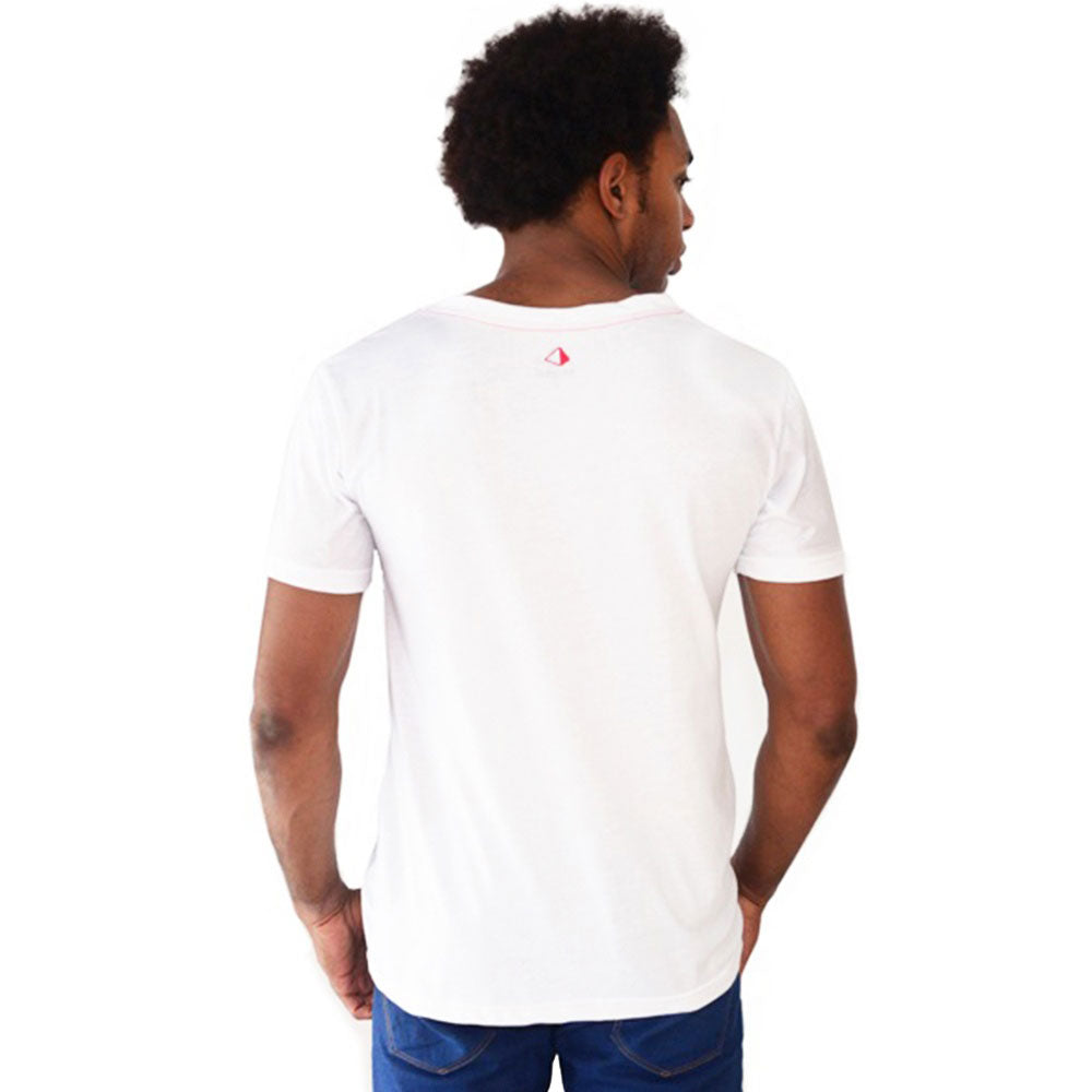 Amnesia Ibiza Pyramid Cut Men&#39;s White V-Neck T-shirt