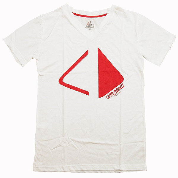 Amnesia Ibiza Pyramid Cut Men&#39;s White V-Neck T-shirt