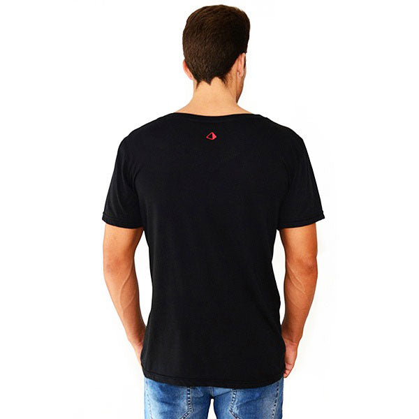 Amnesia Ibiza Pyramid Cut Men&#39;s Black V-Neck T-shirt