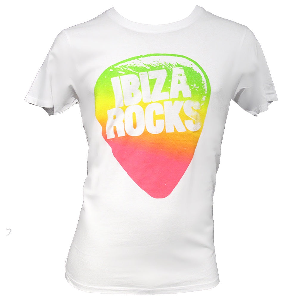 Ibiza Rocks Rainbow Plectrum Men&#39;s White T-shirt