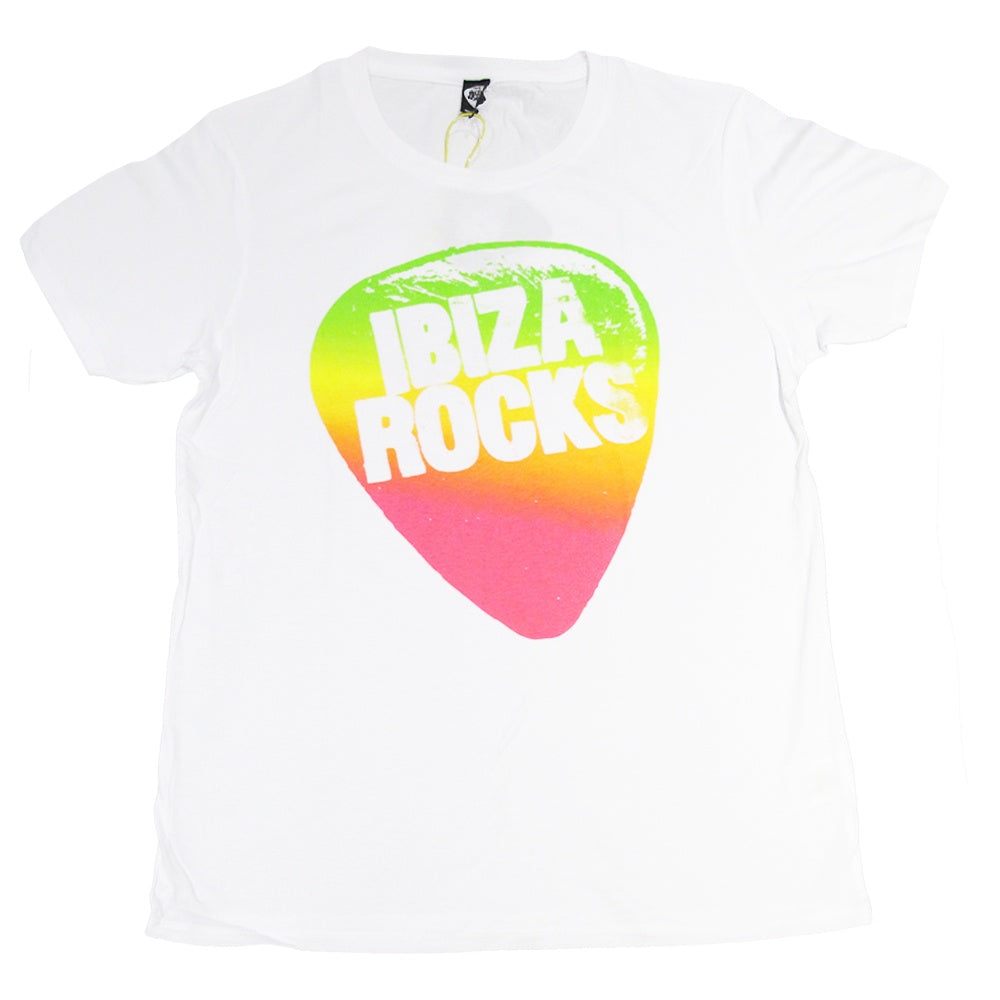 Ibiza Rocks Rainbow Plectrum Men&#39;s White T-shirt