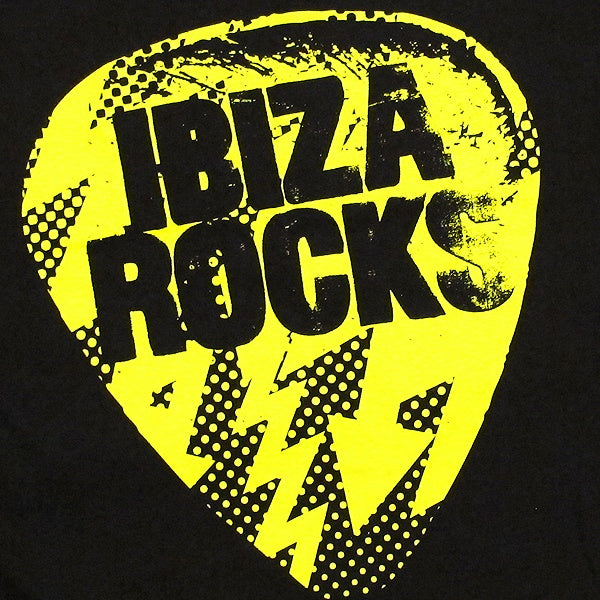 Ibiza Rocks Neon Yellow Bolt Plectrum Men&#39;s T-Shirt