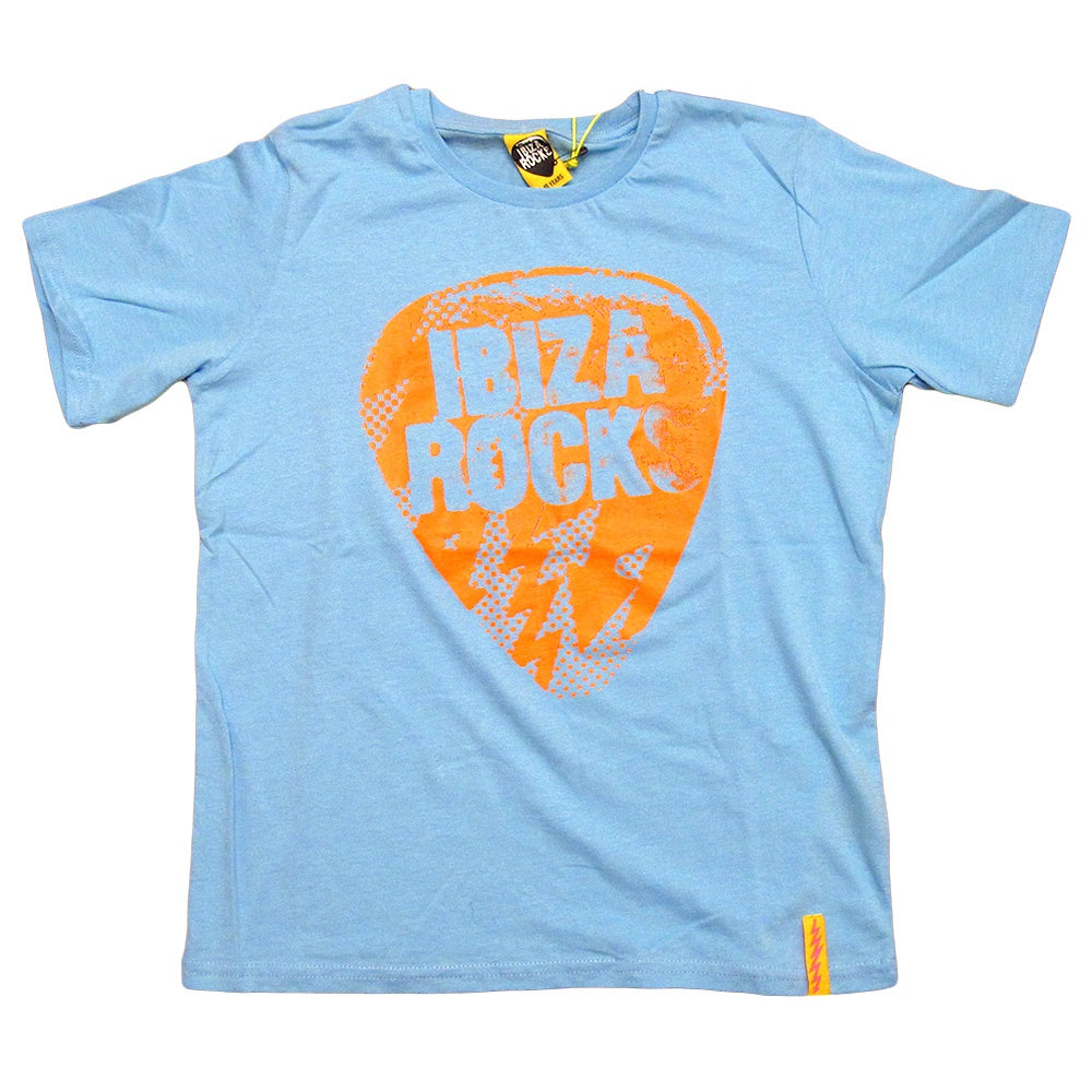 Ibiza Rocks Neon Orange Bolt Plectrum Kids T-shirt