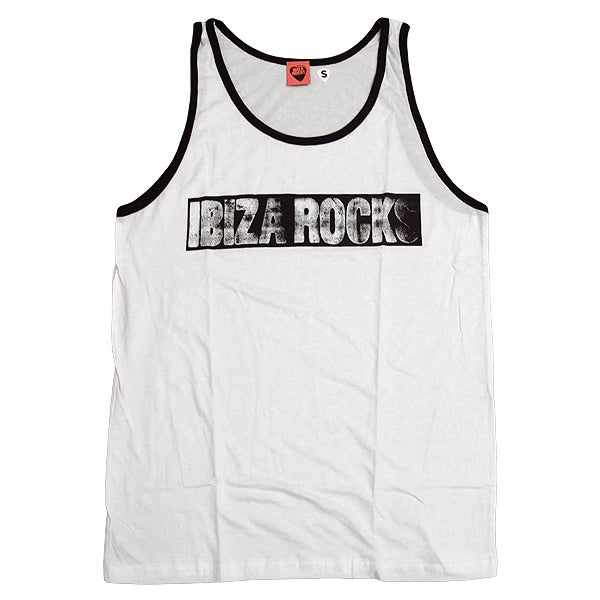Ibiza Rocks Vintage Contrast Men&#39;s White Tank