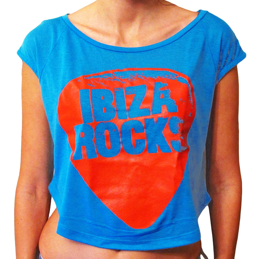 Ibiza Rocks Logo Blau Kastiges Kurzes Oberteil