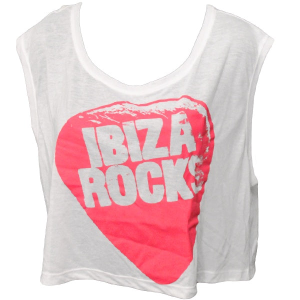 Ibiza Rocks Neon Logo Cropped Vest Top