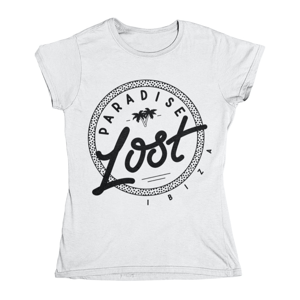 Used Thrift Women's Lost In Paradise Lucky Brand Ringer Tee, White