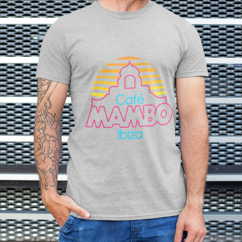 Cafe Mambo Ibiza Logo Men&#39;s Grey T-shirt NEW