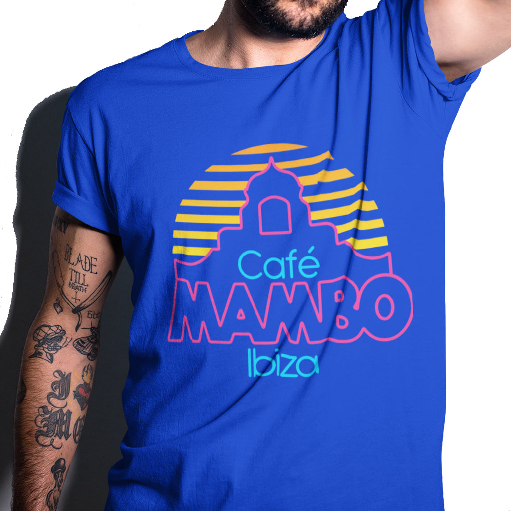 Cafe Mambo Ibiza Logo Men's Blue T-Shirt NEW