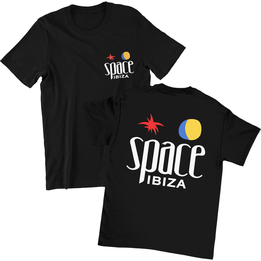 EURO古着 00s Space Ibiza イビサ 本物 ロゴ テクノTシャツ Space Ibiza Beach Club Logo Black T-shirt - LostinSummer